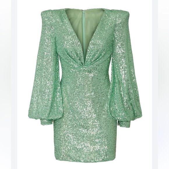 Ieena Mac Duggal Sequin Blouson Sleeve Dress - Picture 2 of 7